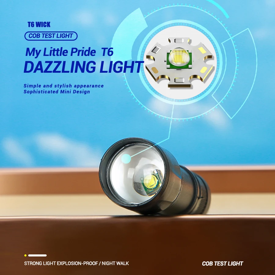 Mini Flashlight Mini Torch LED Rechargeable Flashlight Portable USB Charging Flashlight High Power Bank Camping Waterproof Long Range Lantern