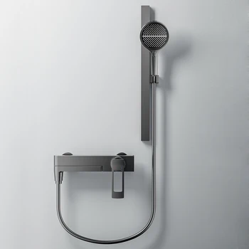 ก๊อกน้ำฝักบัวติดผนังแบบน้ำตกสีดำ ก๊อกผสมน้ำร้อนน้ำเย็นสำหรับอ่างอาบน้ำ ก๊อกน้ำฝักบัวอาบน้ำแบบติดผนัง 1