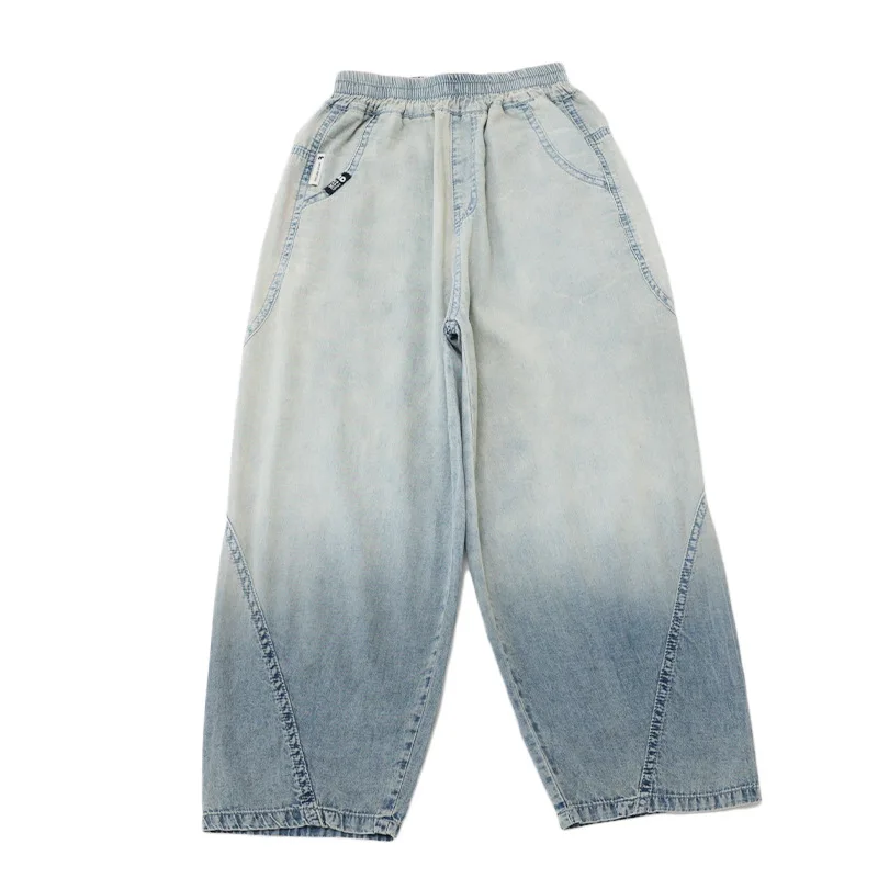 여름 어린이 어린이 경량 그라데이션 블루 진 소년 캐주얼 모기 방지 데님 바지 어린이 봄 얇은 바지