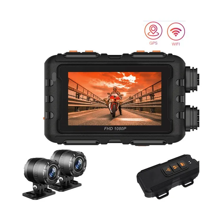 

OEM двойной объектив HD 1080P мотоциклетный видеорегистратор Передняя и задняя камера водонепроницаемая с Wifi GPS