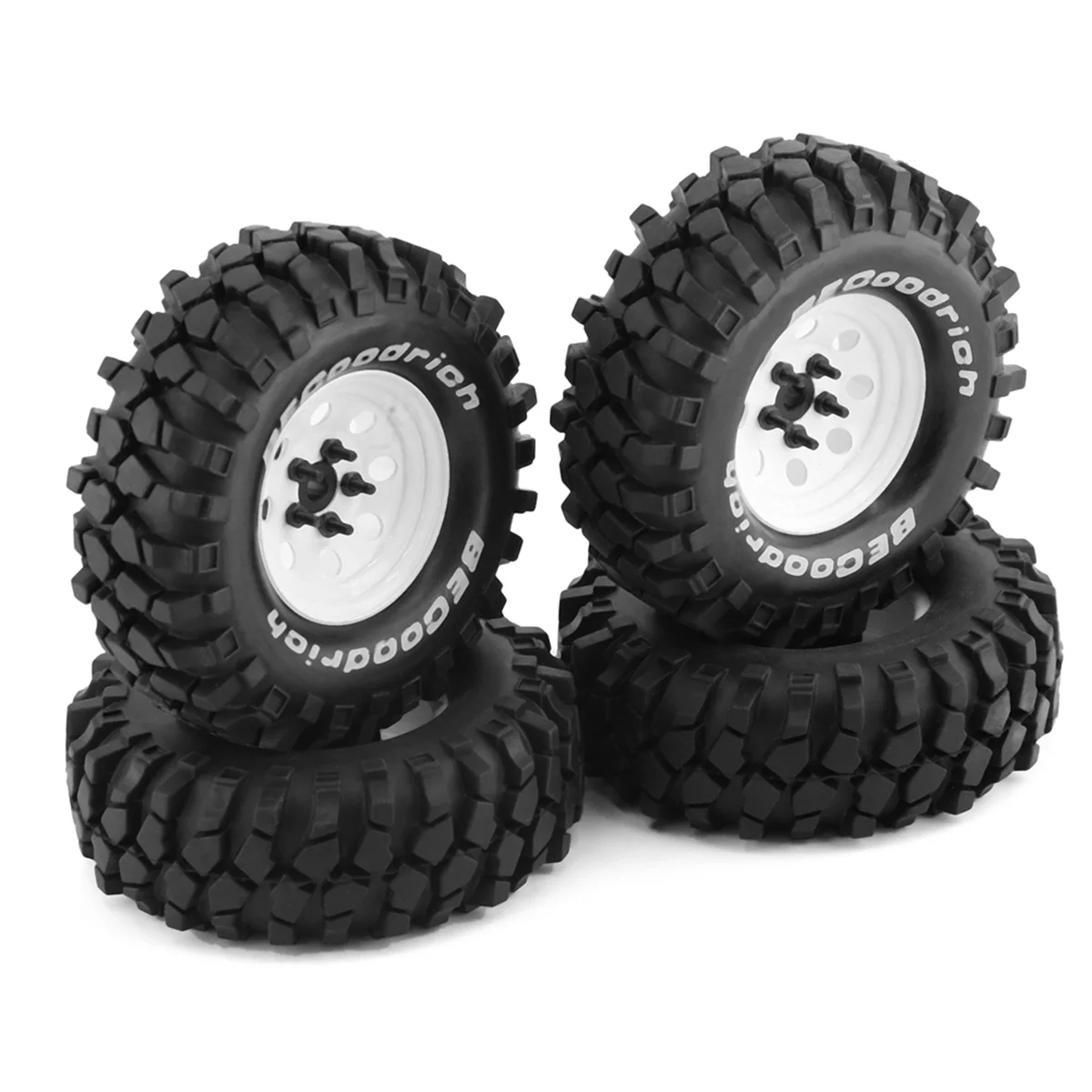 

4Pcs Metal 110mm Beadlock Deep Dish Wheel Tire Set for /10 Short Course Truck ARRMA SENTON 8 Round Holes, White
