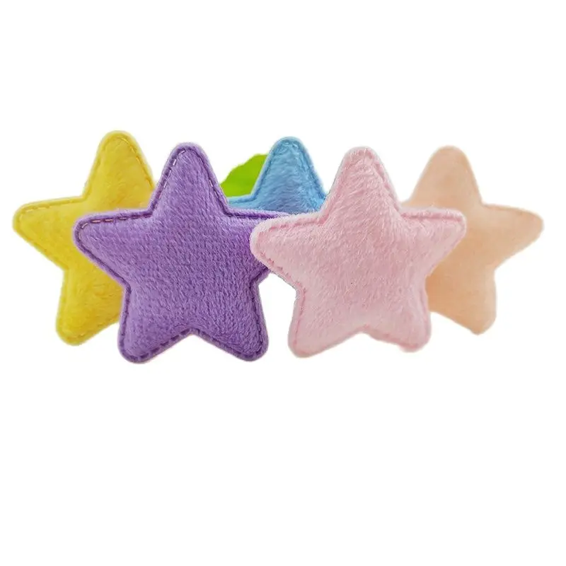 60Pcs 5CM Pelzigen Filz Sterne Gepolsterte Appliques Für Baby Kleidung Socke Hut Nähen DIY Headwear Bogen Zubehör Patches – Detail 1