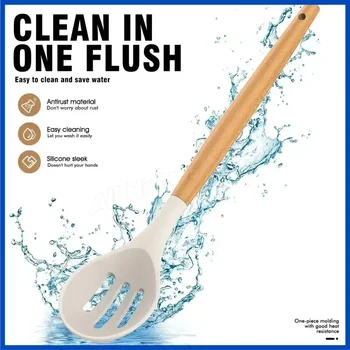 طقم المطبخ 12 قطعة سيليكون الغذاء الصف أواني أطقم أواني الطبخ تيرنر ملعقة قياس ملعقة تجهيزات المطابخ العملية أداة المطبخ - Image 5