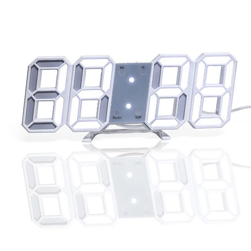 Description Picture 4 of item3D LED Digital Clock Luminous Fashion Wall Clock Multifunctional Creative USB Plug in Electronic Clock Home Decoration