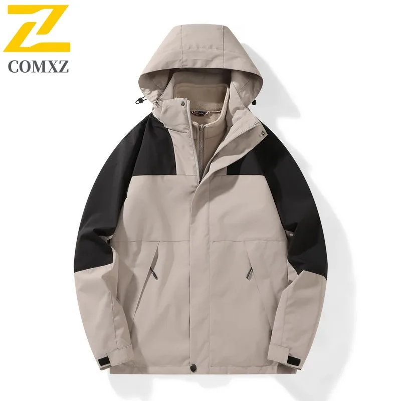 COMXZ Men Biker Jacket High Quality Windproof Waterproof Ski Camping Travel Coat Climbing Breathable Scratch Resistant Outerwear