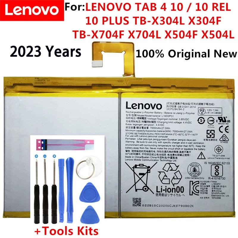 

Original New 7000mAh Battery L16D2P31 For LENOVO TAB 4 10 / 10 REL / 10 PLUS TB-X304L X304F TB-X704F X704L X504F X504L Batteria