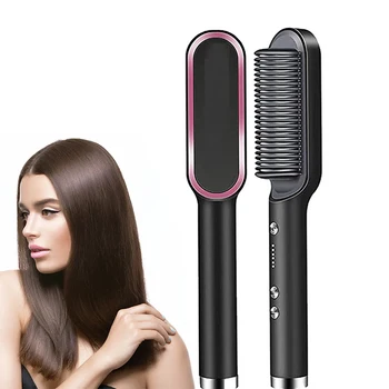 Piastra per capelli professionale Spazzola per capelli Piastra per barba Piastra per capelli con funzione antiscottatura Pettine per piastra per barba 1