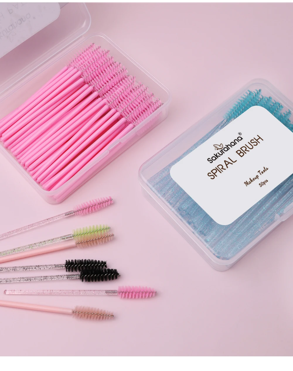 SAKURAHANA 50PCS Einweg Wimpern Pinsel Verlängerung Kristall Augenbraue Pinsel Applikator Wimpern Kosmetische Werkzeug Set Make-Up-Tools – Detail 7