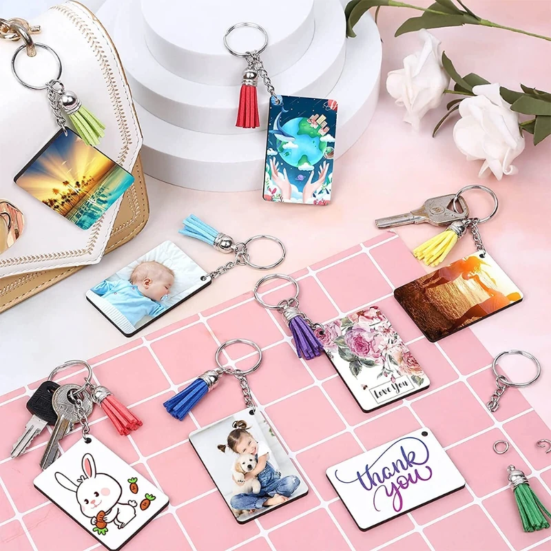 240 Pieces Sublimation Blanks Keychain Set Round Key Rings