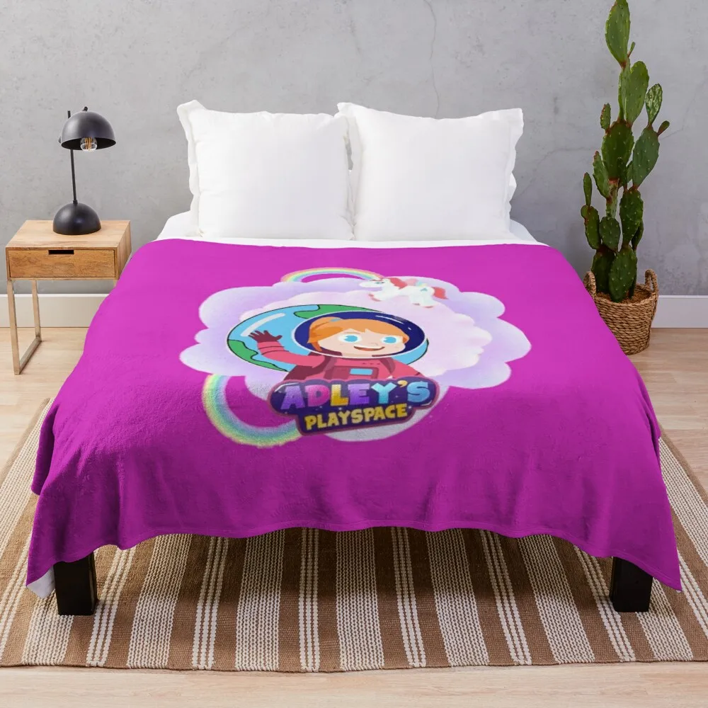 Adley's Playspace A For Adley Unicorn and Rainbow Throw Blanket Hairy