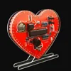 DIY Clock Kits Heart-Shaped 4-Digit Date/Time/Temperature/Week Alarm Clock Soldering Suite with LED Light for Girl Birthday Gift 4