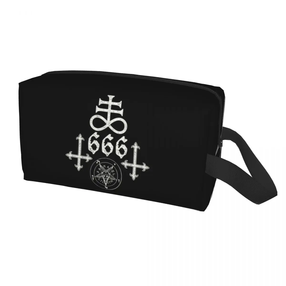 

Travel Leviathan Cross Satan 666 Toiletry Bag Cute Baphomet Satanic Symbols Cosmetic Makeup for Beauty Storage Dopp Kit Case