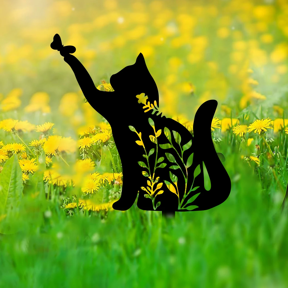 Garden Art Decor 1pc Metal Garden Stake Insert Silhouette Plaque Statue For Yard Lawn