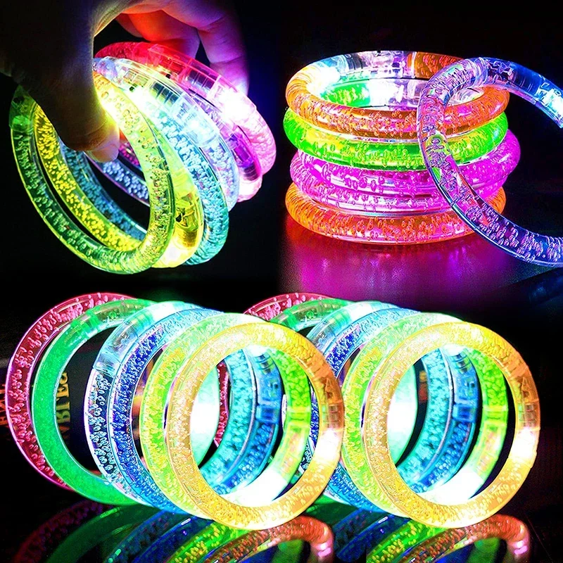 

10pcs/bag 6 Color LED Bracelets Flashing Glow Toys Neon Light Up Kids Birthday Party Favors Treat Guest Gifts Goodie Bag Filler