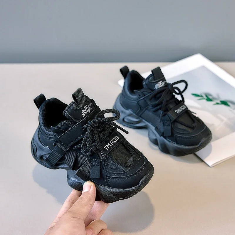 Children Running Shoes Non-slip Handsome 2025 New Fashion Kids Sneakers Thick Soft Bottom Kids Casual Shoes Mesh Breathable