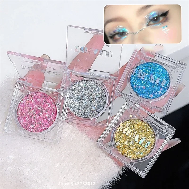 Shiny Heart Sequin Glitter Gel Eyeshadow Cream Blue Pink Gold Star/Moon Nail Loose Sequins Glue Halloween Party Body Eye Makeup 5