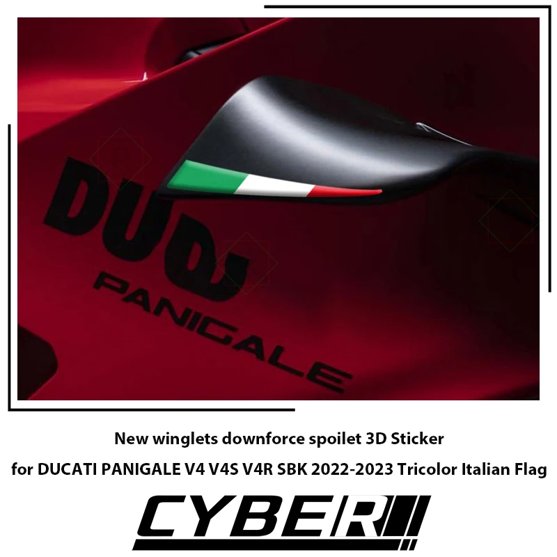 New winglets downforce spoilet 3D Sticker for DUCATI PANIGALE V4 V4S V4R SBK 2022-2023 Tricolor Italian Flag