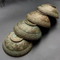Antique Collection Of Qing Dynasty Dragon And Phoenix Auspicious Bronze Bowl Ornaments 1