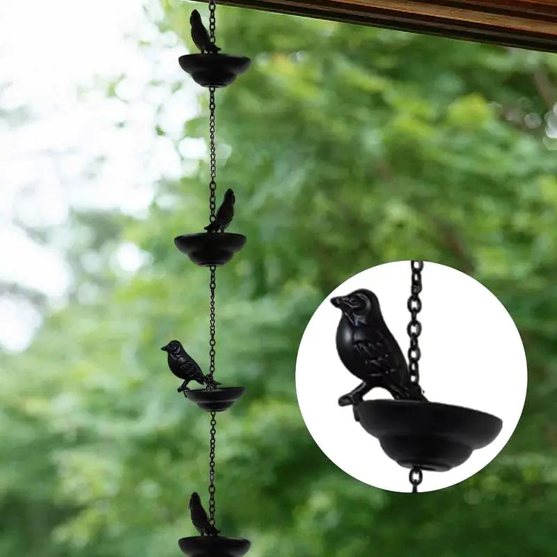 1m Mobile Birds On Cups Metal Rain Chain Decor Rain Catcher For Gutter Roof Decoration Metal Drainage Chain Downspout Tool