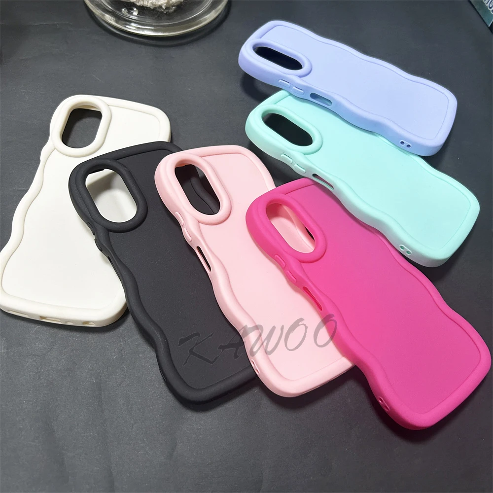 Macaron Colors Curly Frame Soft TPU Shockproof Slim Phone Case Cover