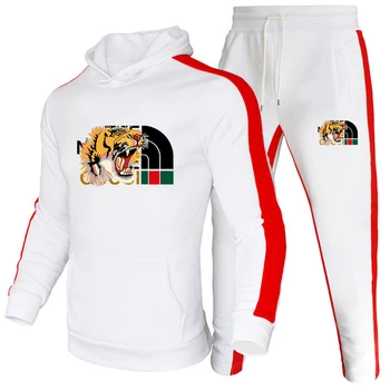 Sweat-shirt à rayures latérales pour hommes, sweats à capuche sportifs imbibés, nouveau en PVD, ensembles de survêtement d'hiver, ensemble masculin, pantalon