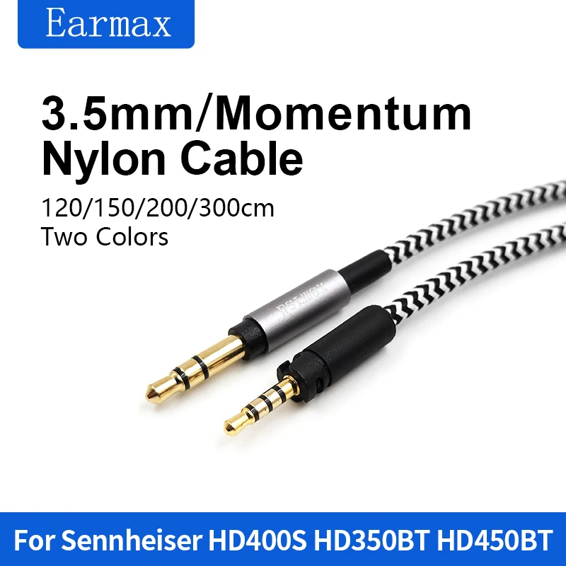 For Sennheiser MOMENTUM HD4.30 HD400S HD458 HD458BT HD450BT HD350BT HD4.40BT Nylon Braided Upgrade Cable