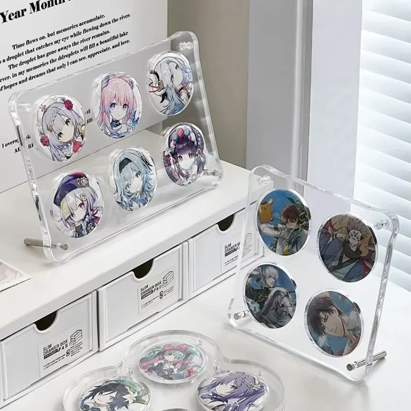 58mm/75mm Hanging Acrylic Badge Display Stand Transparent Desktop Badge Protective Cover Peripheral Stand Storage Box Card Brick
