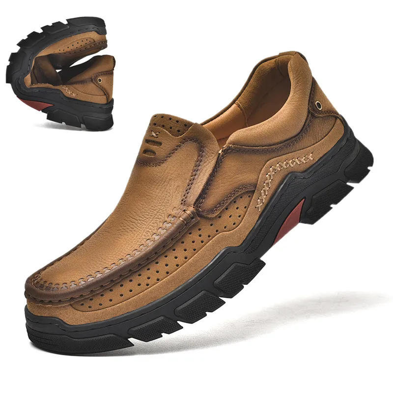 

2022 New Hot Sale Genuine Leather Dad Shoes Thick Bottom All-Match Casual Shoes Men Adulto Loafers Slip on Male Casual Footwear