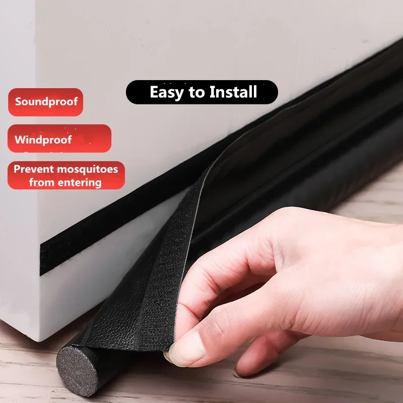 

PU Artificial Leather Self-adhesive Door Bottom Gap Sealing Strip Soundproof Acoustic Foam Doors Joint Gap Sealer Protector