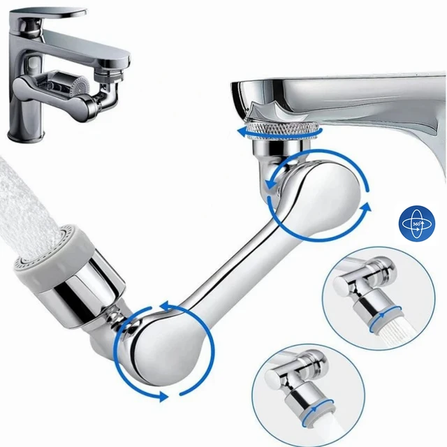 1080° Swivel Robotic Arm Swivel Extension Faucet Aerator Extender Tap  Universal