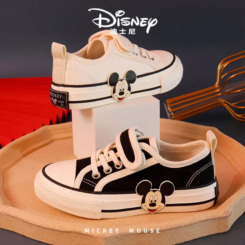 Mickey Mouse Children's Shoes Canvas Shoes 2024 Spring And Autumn New Boys And Girls Board Shoes For Middle-aged Children's