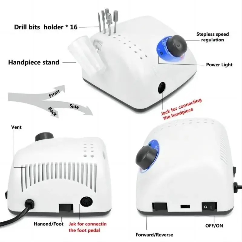 Strong 210 Nail Drill Machine Cutters Manicure Electric Micro-motor nail polish removal equipment Milling Nail File 2