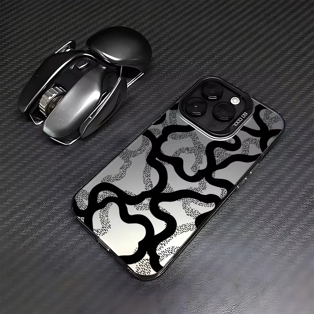 Sleek Black Lines Frosted Washable Case - Durable Acrylic Silicone Cover