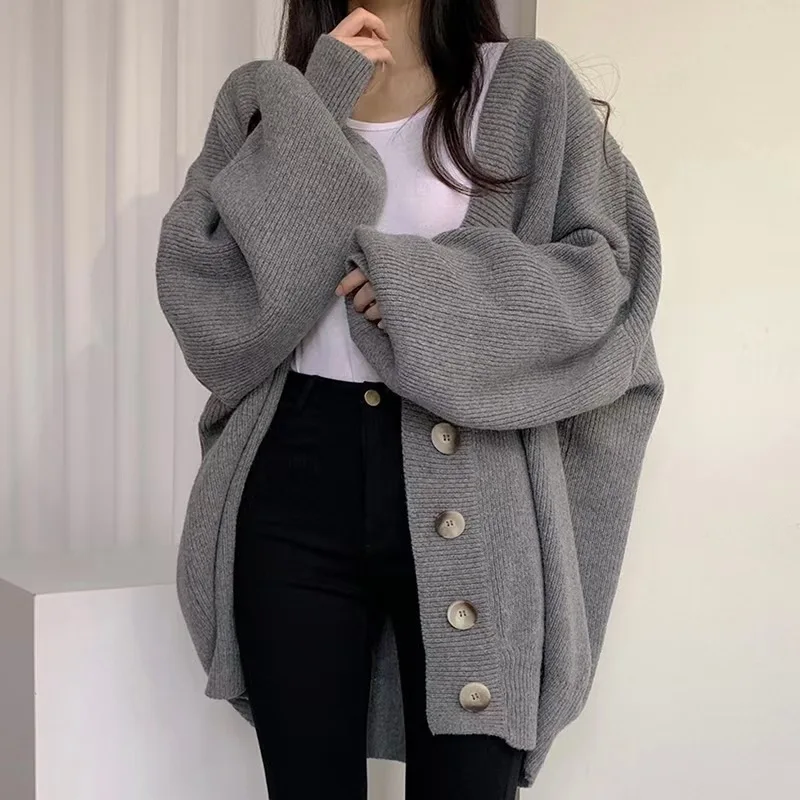 

Lazy wind knit sweater coat female 2023 autumn new loose knit cardigan Korean version of temperament outside