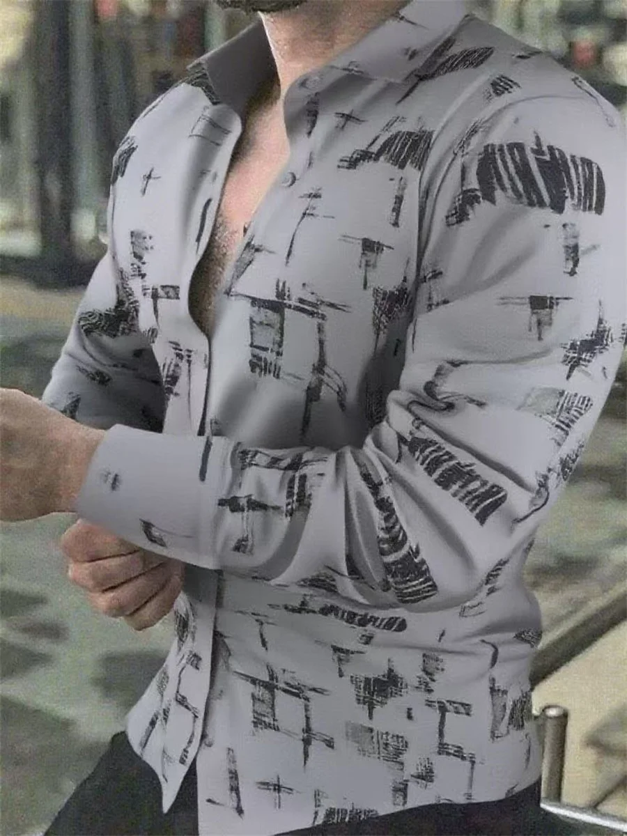 2025 Camicia da uomo nuova Camicia casual da esterno lunga allentata Stampa 3D vintage Bottone con risvolto Moda Streetwear Tessuto confortevole 5