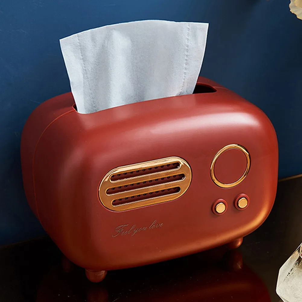 Retro Radio Model Tissue Box Desktop Paper Holder Home Living Room Tissue Box Case Vintage Dispenser Storage Napkin Case tissue dispenser tissue box
