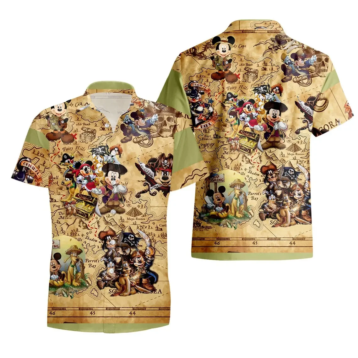 

Disney Pirate Mickey Hawaiian Shirt Mens Womens Short Sleeve Button Down Casual Shirts Disney Beach Shirts Party Wear Tops