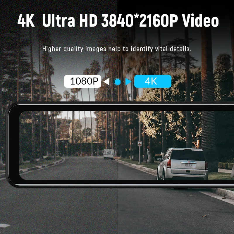 4K WIFI Dashcam 12Inch Car DVR RearView Mirror Recorder Dash Cam Support 1080P Sony Black Box Rear View Camera Acesssories ACCEO