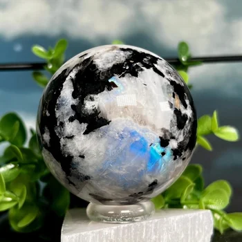Natural Rainbow Moonstone Sphere Blue Flash Crystal Ball Healing Crystal Magic Ball Reiki Stones Collectibles Holiday Gifts