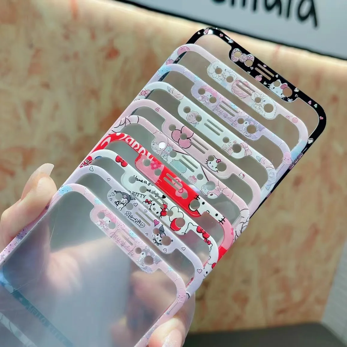 

Закаленное стекло для iPhone XR 11 15 14 13 12 Pro Max, Защита экрана для 14plus 15plus Kuromi Cinnamoroll Hello Kitty Melody