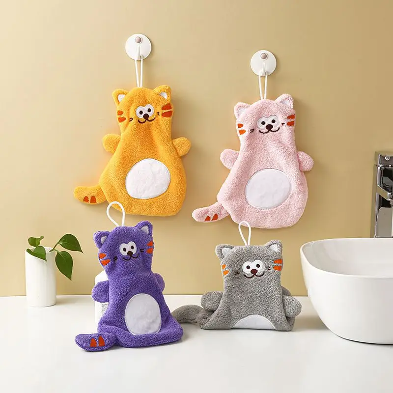 

Wipe Your Hand Towel Coral Velvet Cartoon Animal Wipe The Towel Kitchen Bathroom Hand Towel Quick-drying Water Absorption Towel