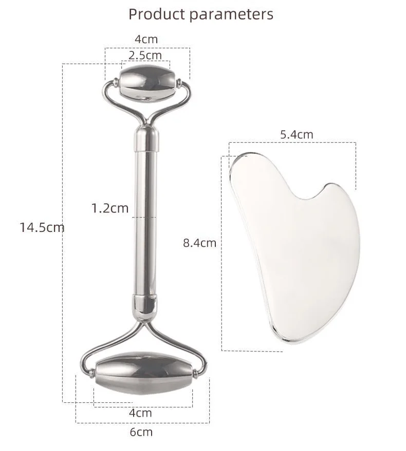 Ξύστρα από ανοξείδωτο ατσάλι για μασάζ προσώπου, εργαλείο Gua Sha, lifting προσώπου, αντιγήρανση, σύσφιξη δέρματος, ψύξη, μεταλλικό περίγραμμα, μείωση πρηξίματος_voghion.com