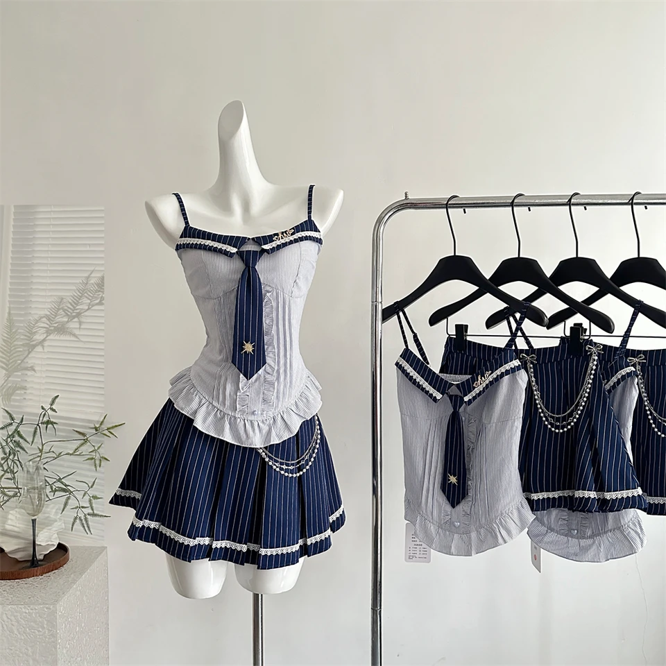 Summer Women Harajuku Y2k Kpop Preppy Coquette Idols JK Fashion