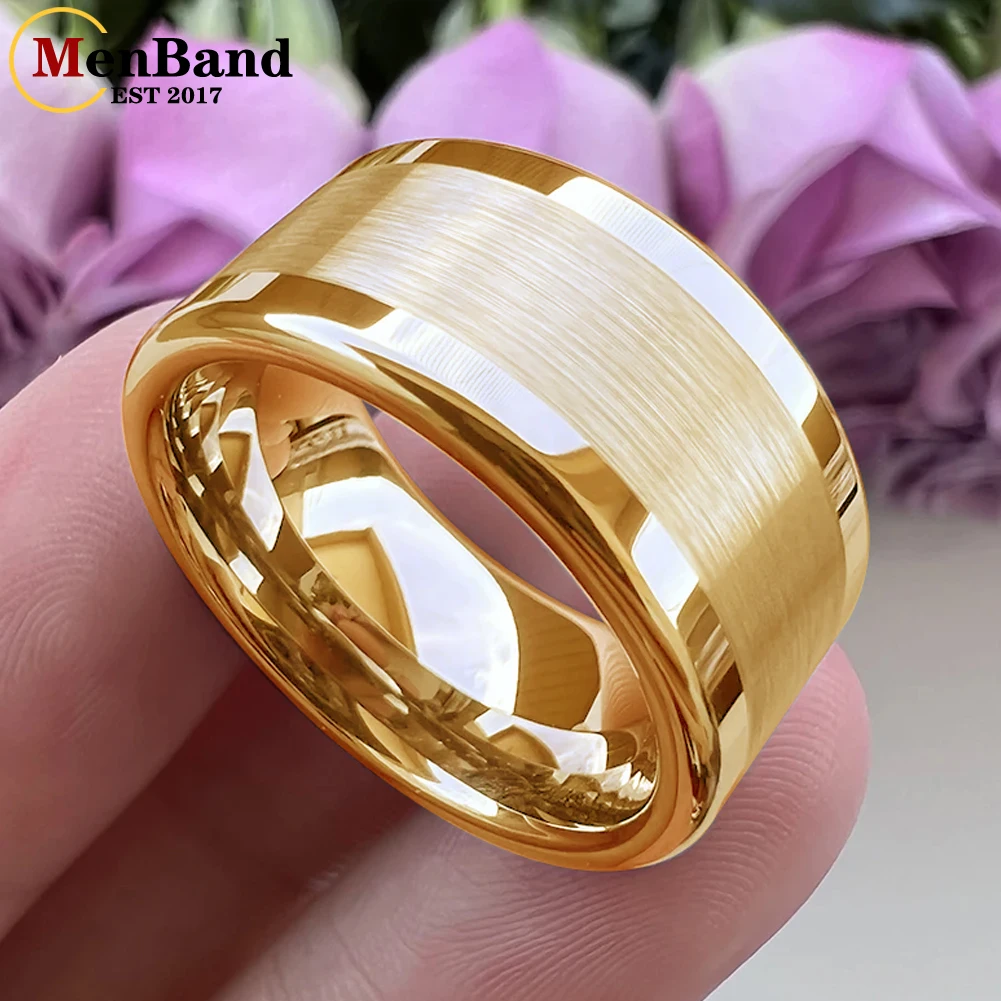 MenBand 10MM 12MM Classic Fashion Polished Brushed Flat Wedding Band Tungsten Men Women Ring Comfort Fit Free Shipping
