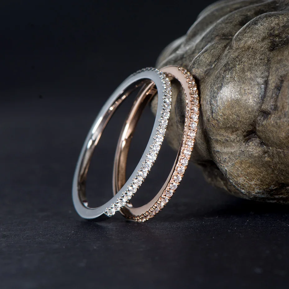 14K 10K Solid Gold Moissanite Rings for Women Hand Setting Matching Half Eternity Wedding Band Engagement moissanite ring wedding rings gold rings