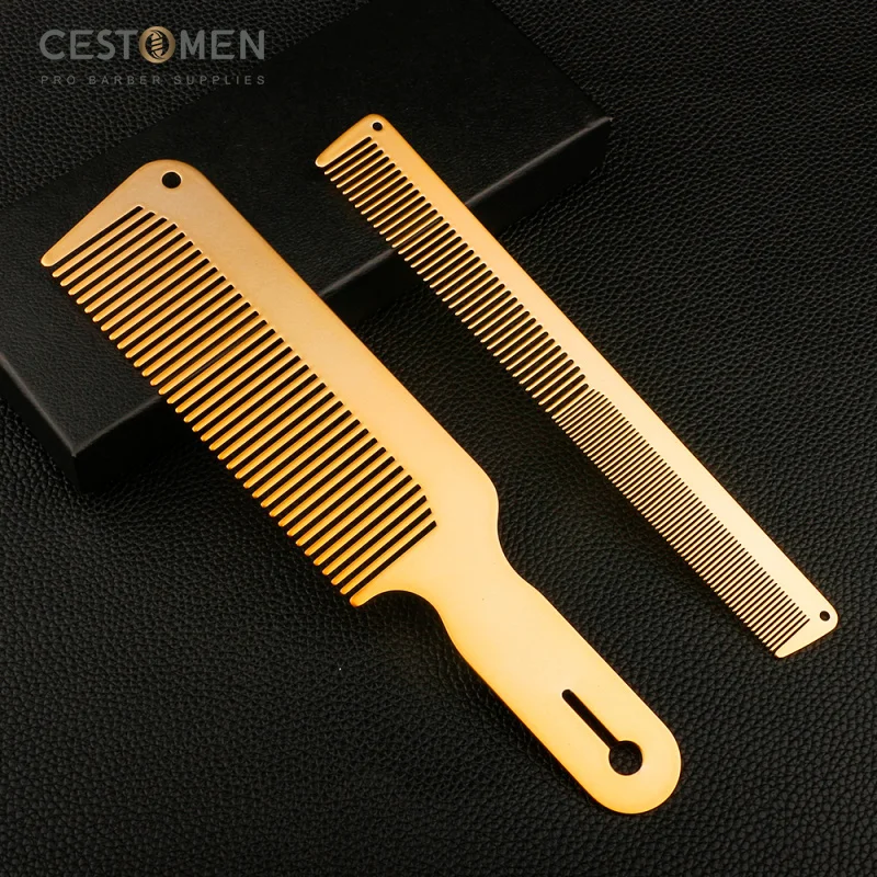 Men Hairstyle Comb Titanium Steel Metal Hairdressing Cutting Comb Thin Flat Top Clipper Over Comb Haircut Tools For Hairdresser