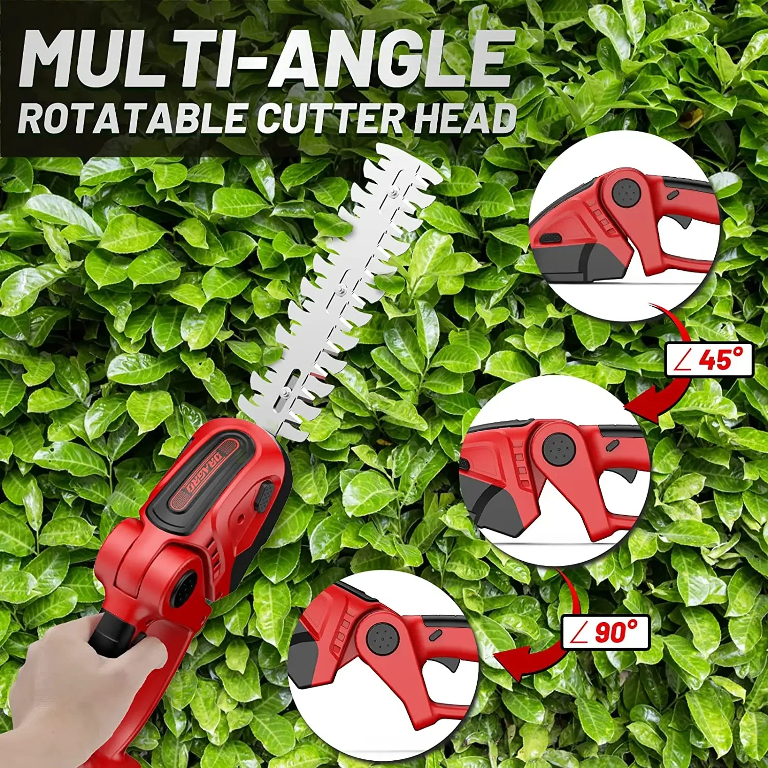 Cordless Hedge Trimmer With 2-in-1 Grass Shear Garden Maintenance Kit 21V Including Battery And Charger