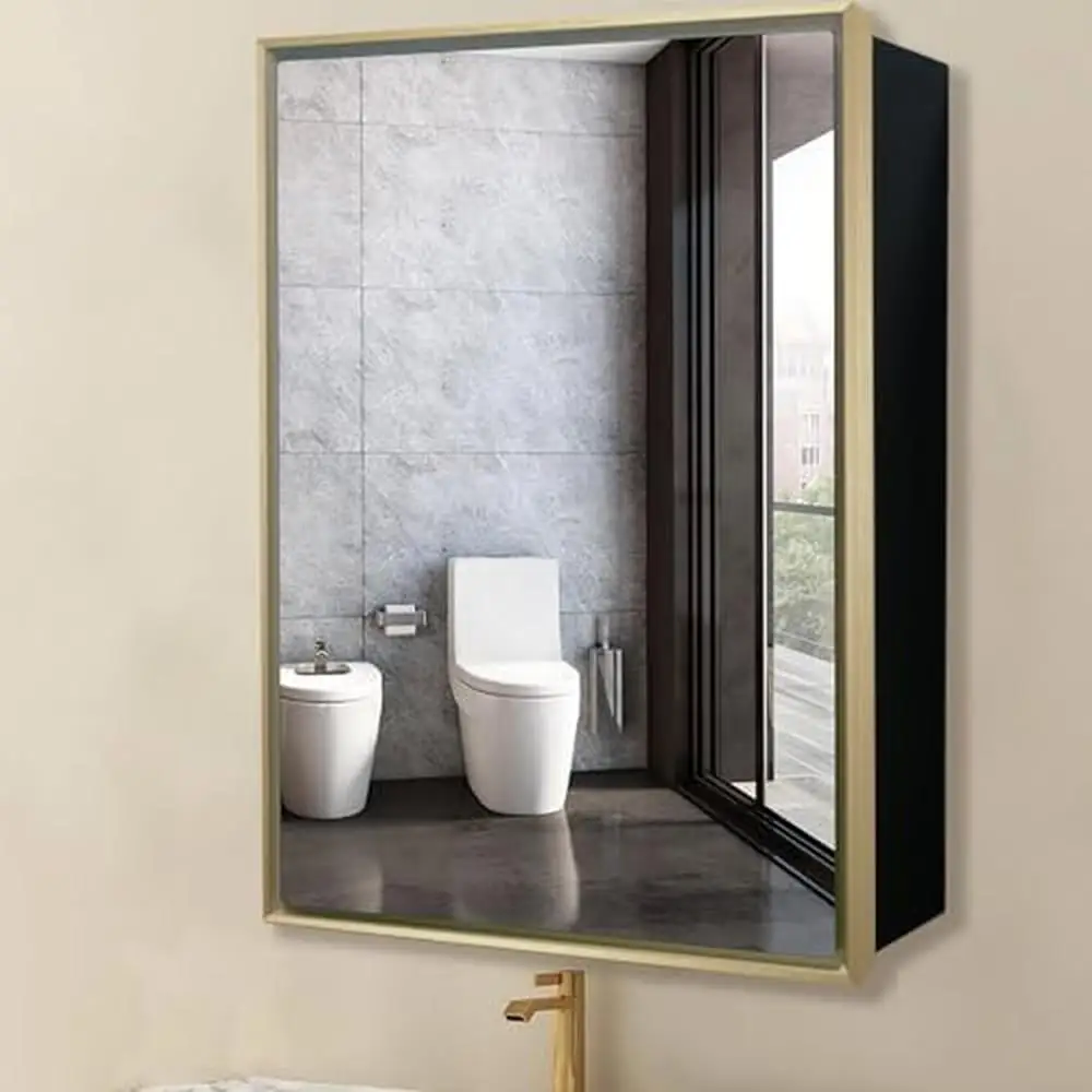 

Aluminum Framed Bathroom Medicine Cabinet Mirror 24"x30" Vanity Storage Organizer with Adjustable Shelf Eco-Friendly Surface