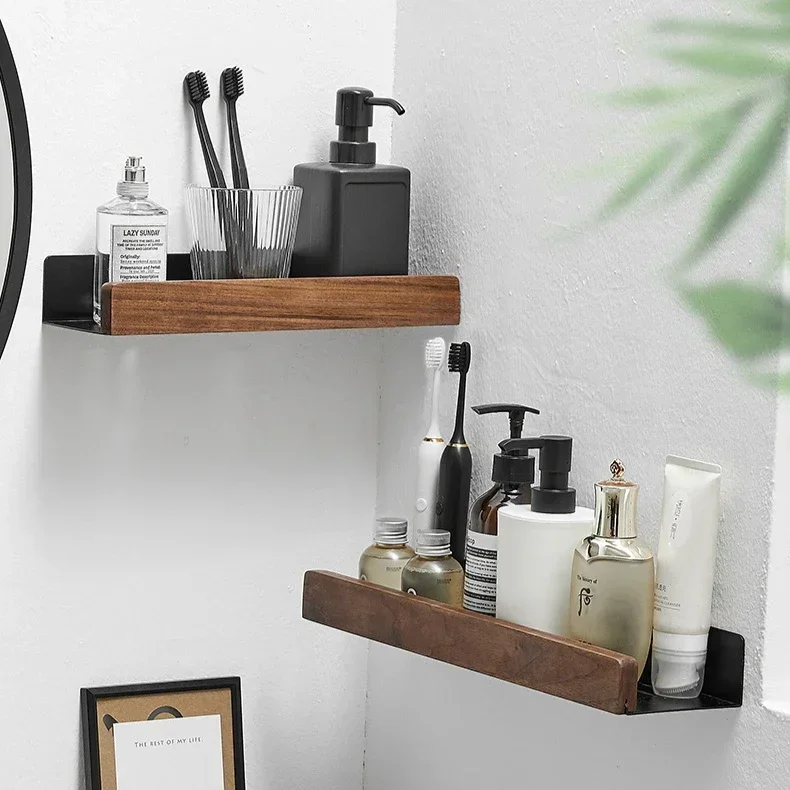 Bathroom Shelf Storage Rack non Perforated Vanity Shelf Wall-Mounted Organizer Toilet Shelves