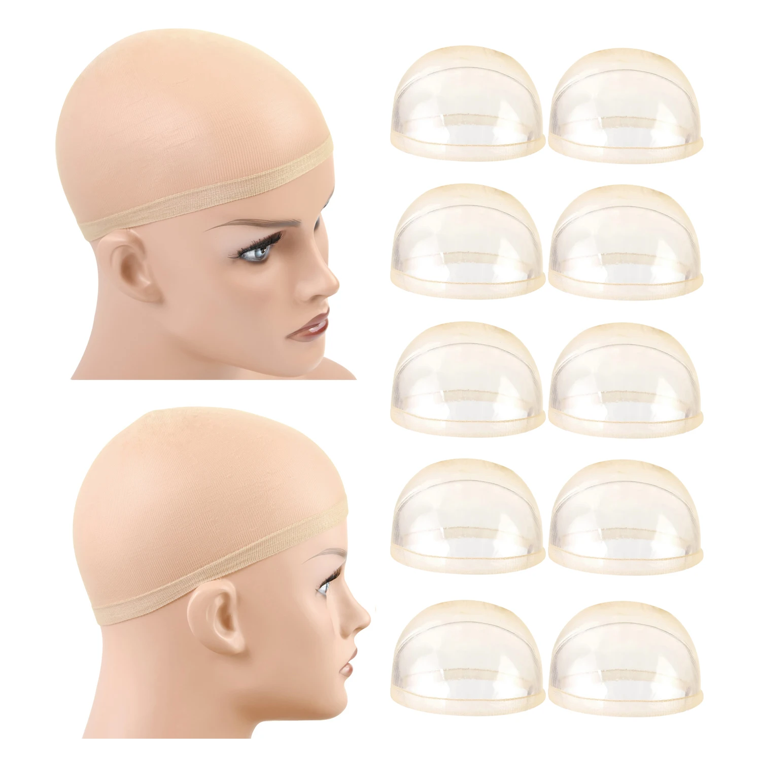 5Packs(10pieces) Wig Caps for Women Lace Front Wig Hair Nets Invisible Stocking Caps Strechable Mesh for Making Wigs